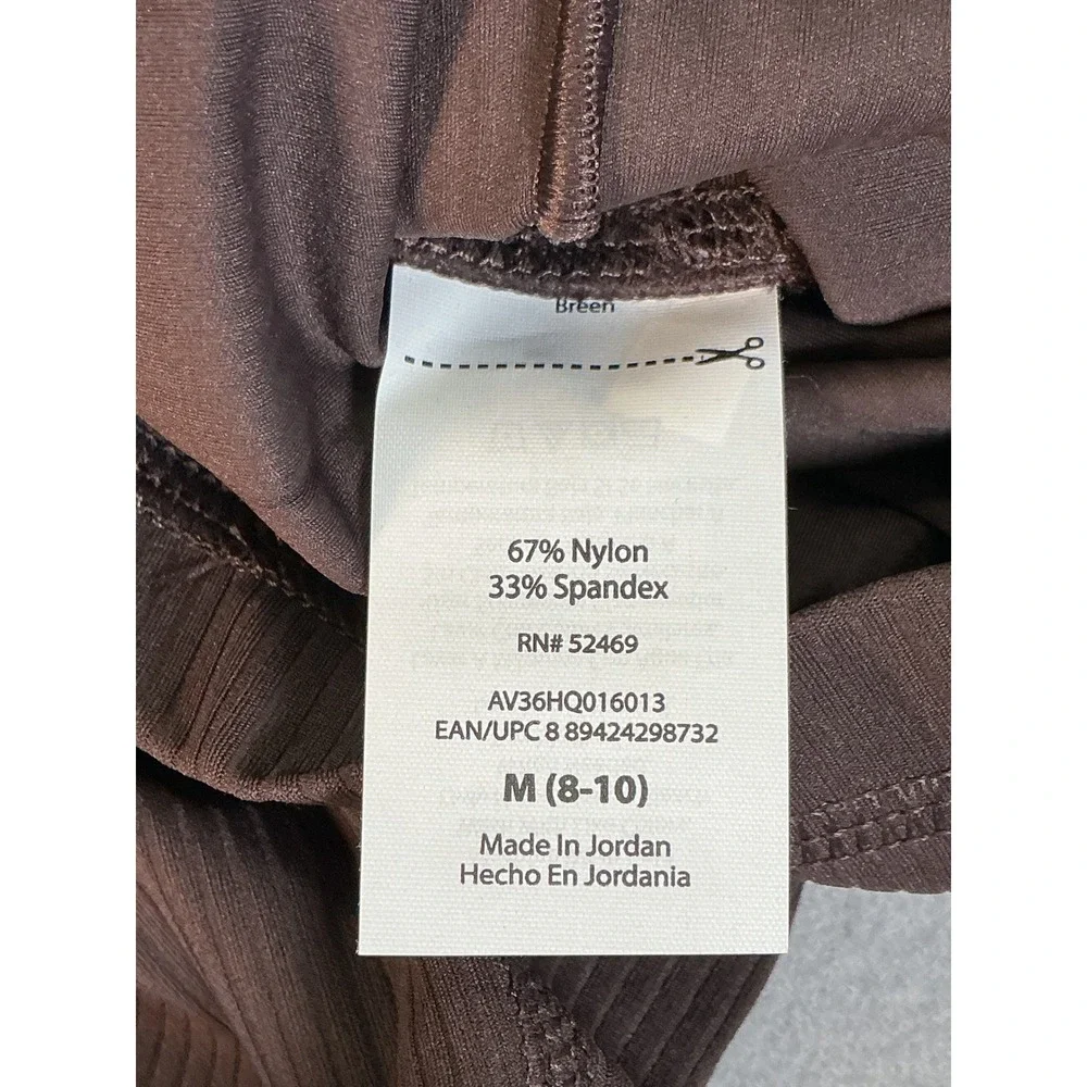 Avia SoftSculpt Biker Shorts Brown Ribbed High Rise Womens Super Soft M 8-10 NWT